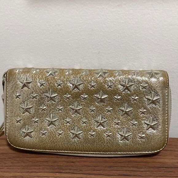 Jimmy Choo Filipa Metallic Star Studded Woman’s Leather Wallet. - Picture 2 of 13